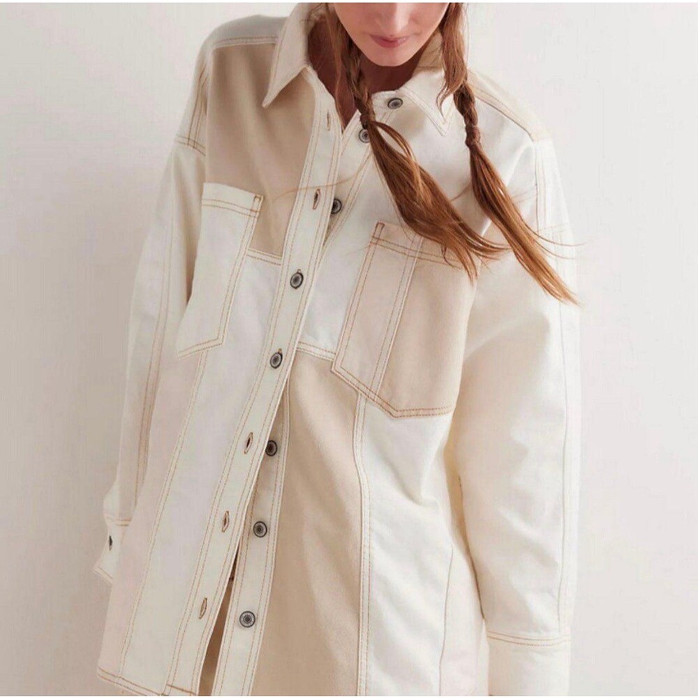 Free People We The Free Mountain Roads Shacket Sz. Medium NWT Ivory
